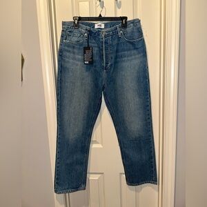 PAIGE Billy Crop High Rise Straight Crop Fit Blue Jeans